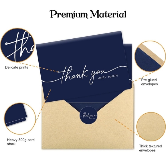 Navy Blue Thank You Cards - Picture 3 of 12